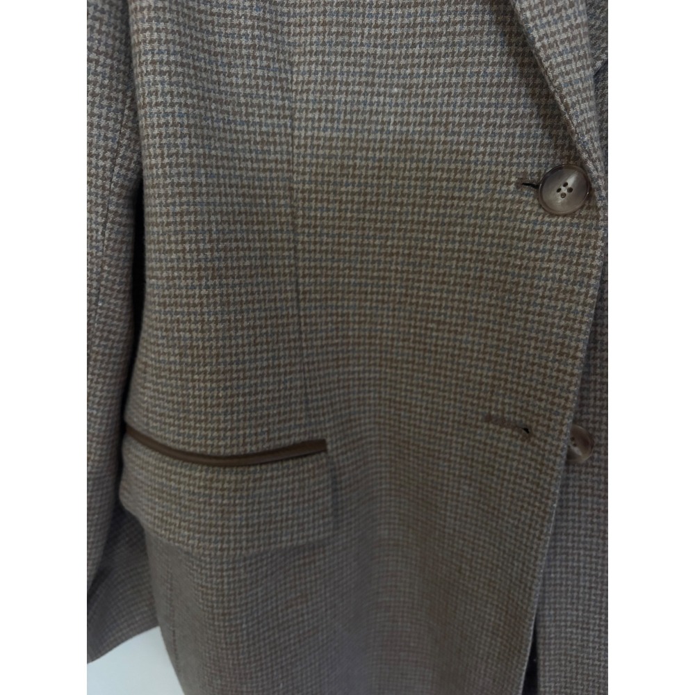 Pendleton Womens Brown Houndstooth 100% Virgin Wool Blazer Jacket Size 14 - Picture 4 of 5